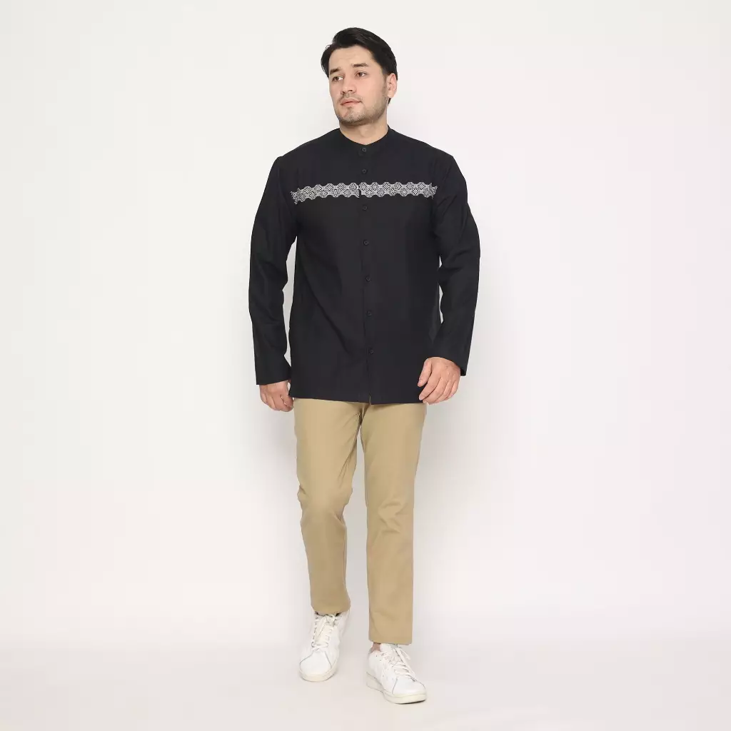 AMK Baju Koko Lengan Panjang Bordir KK SALMAN L/S Hitam