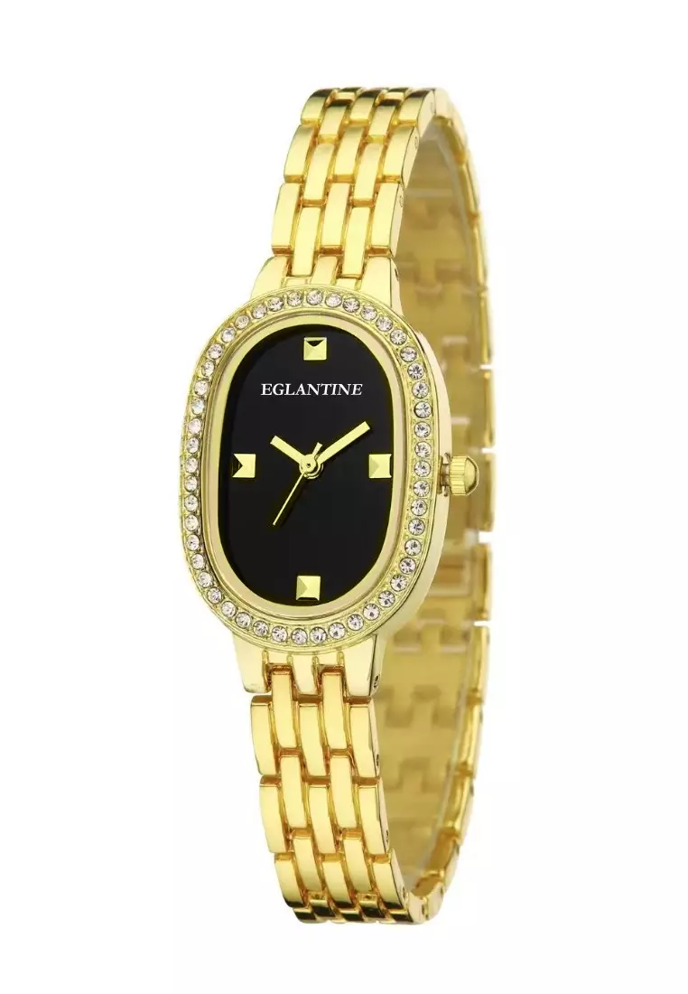 Seasonal Gift Set Value Deal - La Niçoise Ultra Light Ladies Metal Alloy Quartz Watch, Black Dial, Gold Color Alloy Bracelet + Gold Color Stainless Steel Trending Bubble Ring