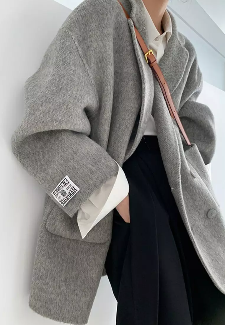 2025 Korean Style Loose-fitting Wool Short Jacket CA25102441GY