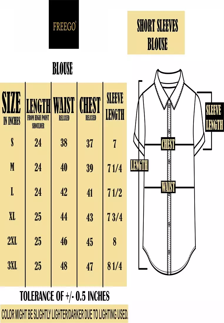 Plain Single Bold Twill Short Sleeve Blouse