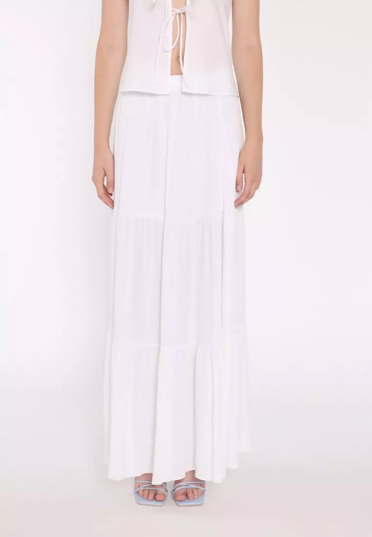 White Tiered Maxi-Skirt
