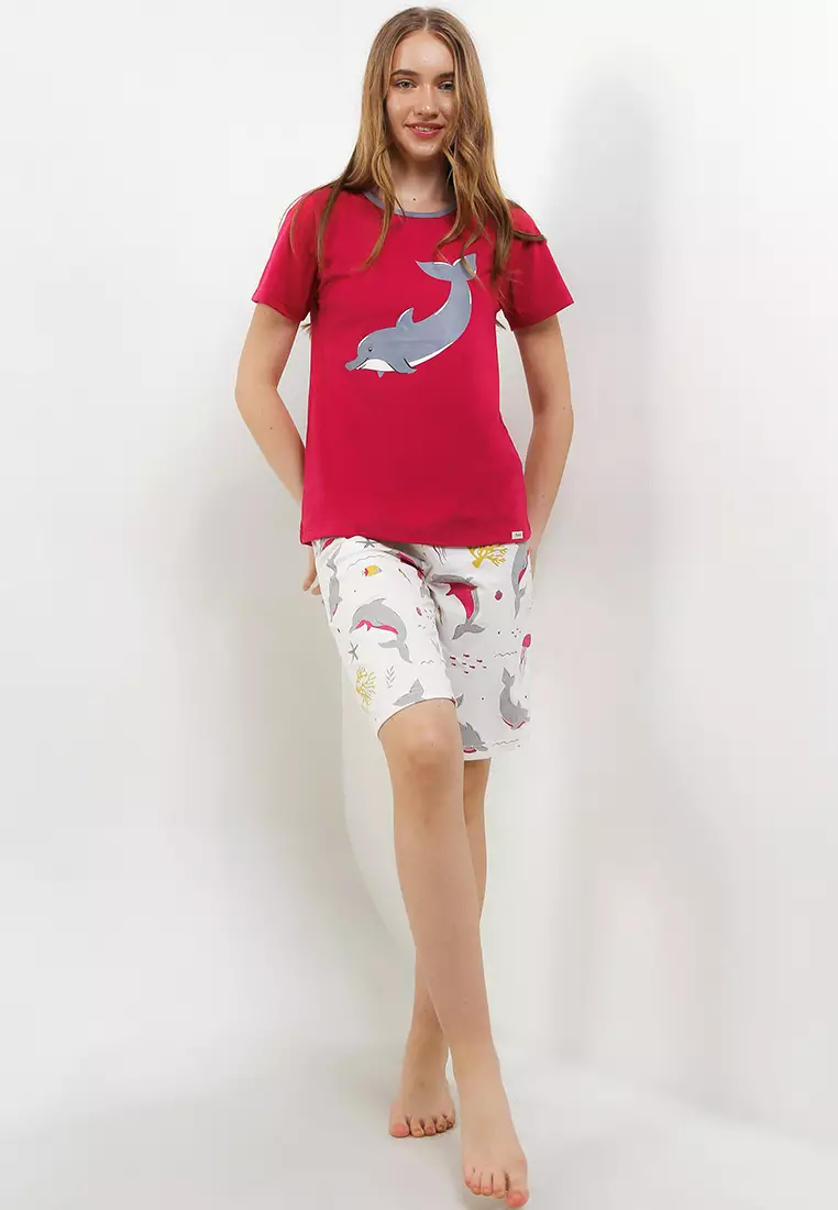 Pyjama Baju Tidur  Short Sleeve Short Pants Sleepwear