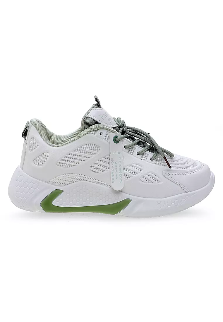 Sepatu Wanita Design Sport Sneakers Women Dual Tone Color - Hijau