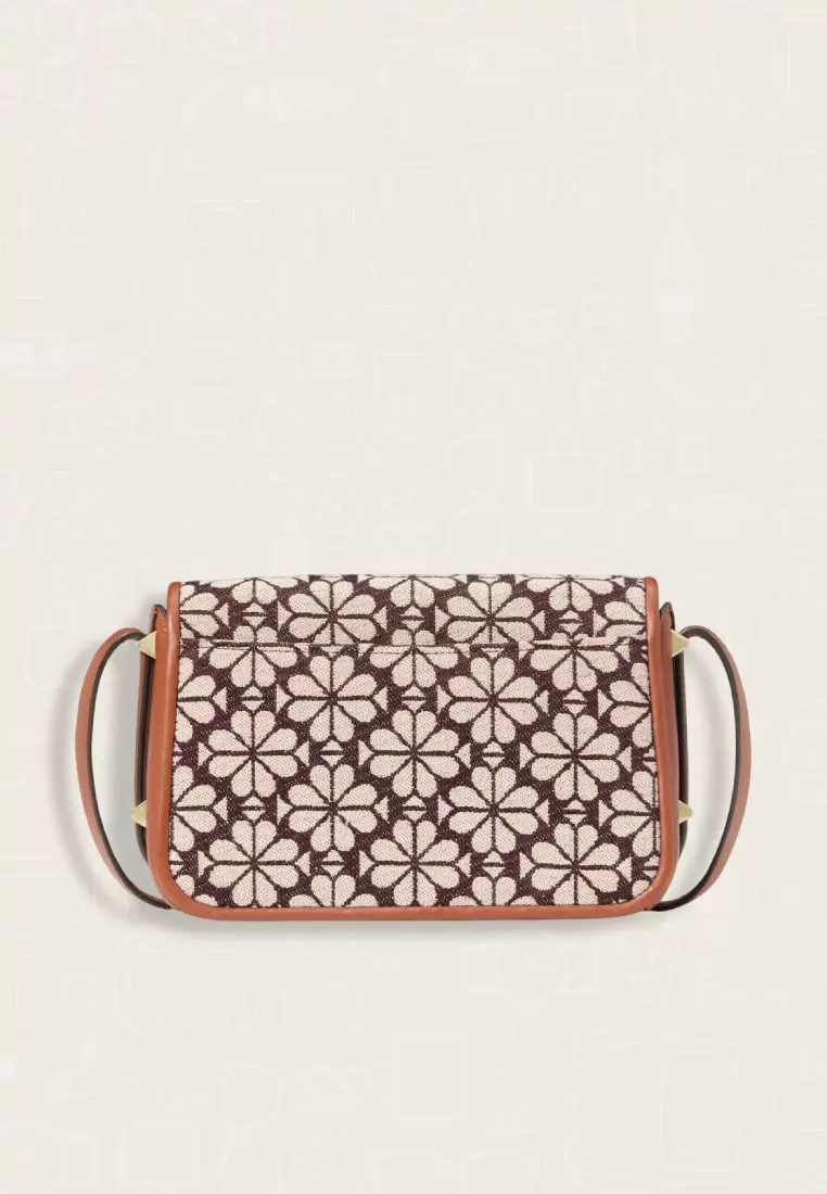 Kate Spade Spade Flower Jacquard Small Flap Crossbody Brown
