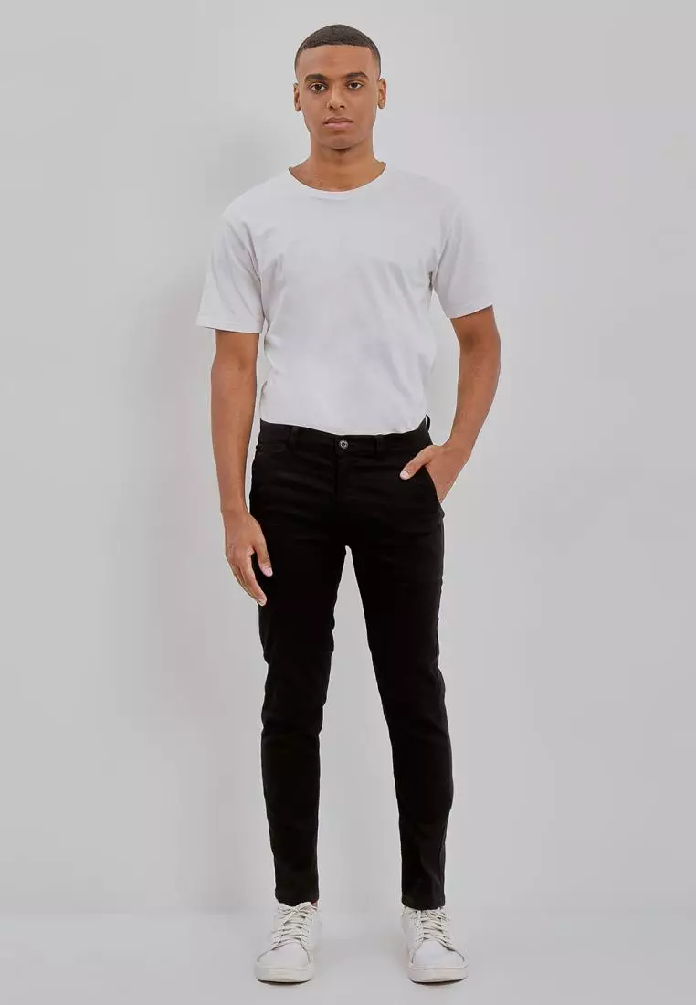PAULMAY Celana Chino Pria Panjang Slim Fit - Black