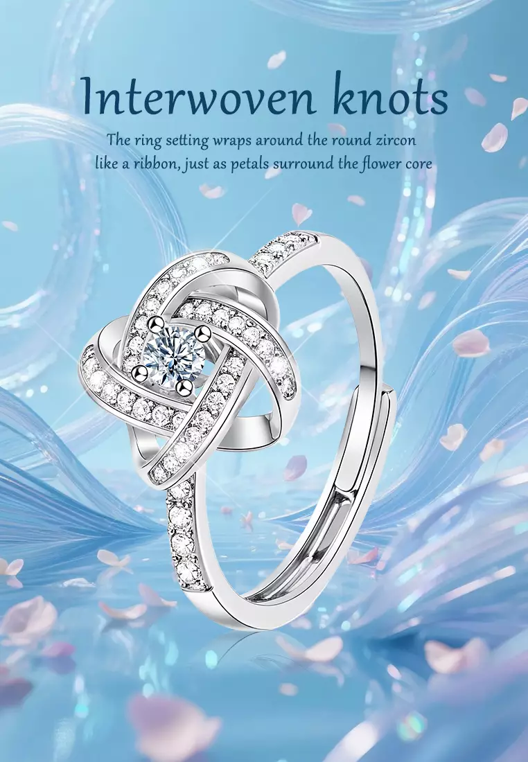 Cincin Wanita Berlian Dilapisi Platinum Perhiasan Cewek Korea Tunangan Rings Original