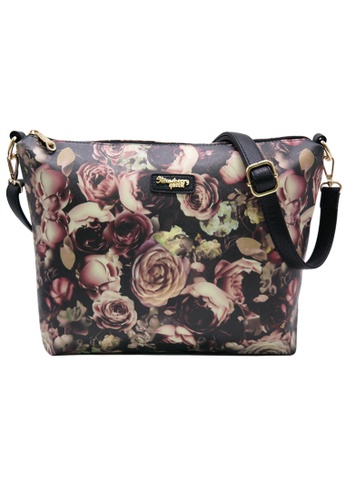 STRAWBERRY QUEEN black and red Strawberry Queen Flamingo Sling Bag (Floral AP, Black) 76D36AC6F8EBE1GS_1