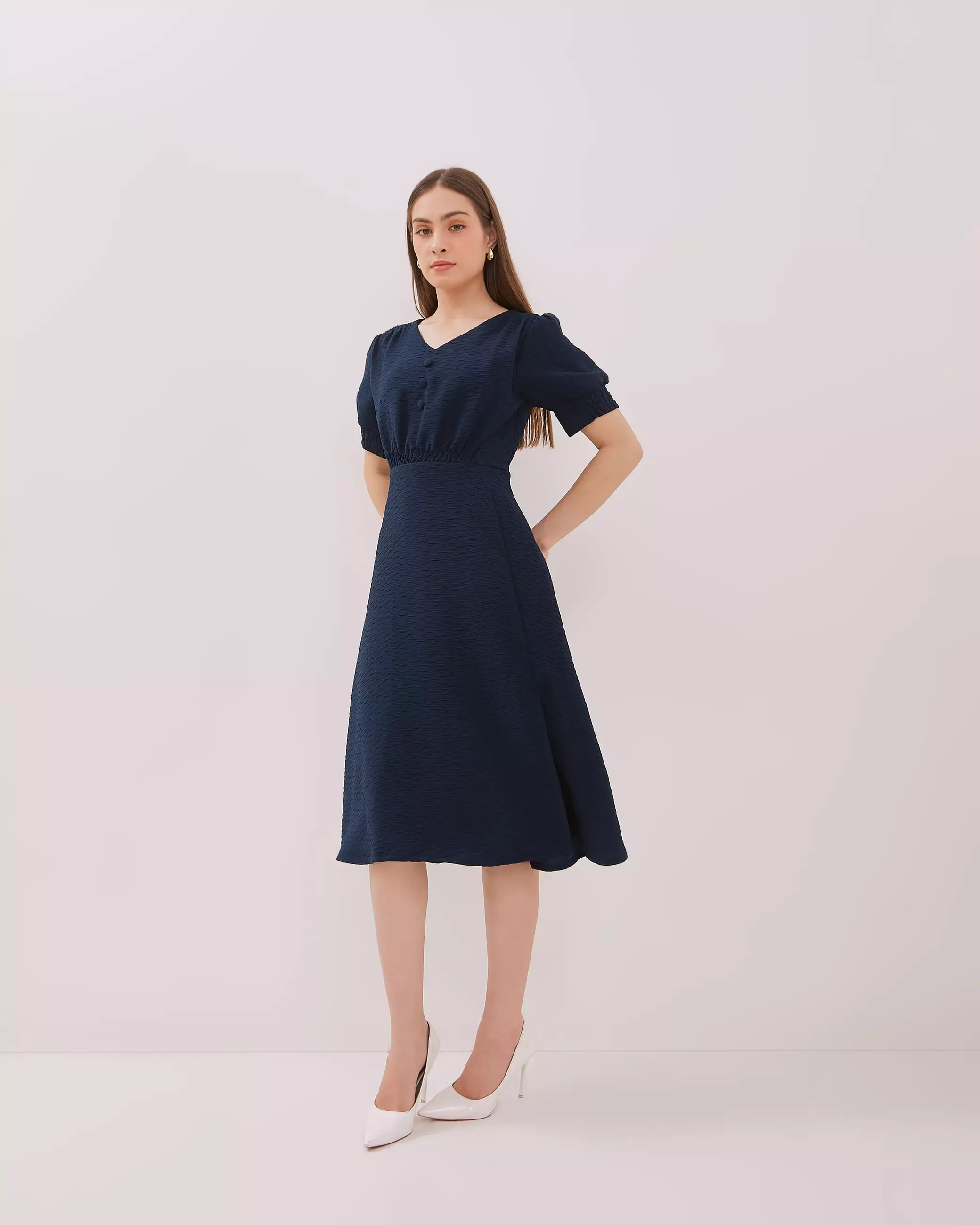 Urban Exchange Estella Midi Dress Teal Blue Warna Blue