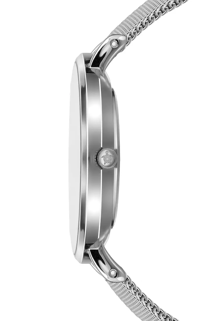 Amelia Parker Sand Turtle Silver Mesh watch