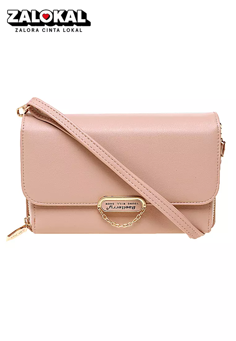 Sling Bag Tas Dompet Wanita Elegant Design Many Slot Material Leather Kulit ORIGINAL