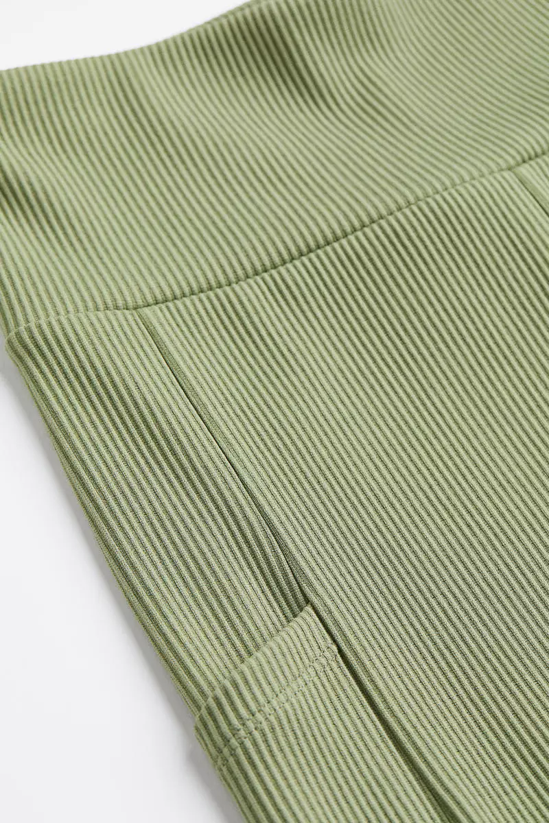 NEW H&M seamless sports Ribbed leggings light khaki green medium