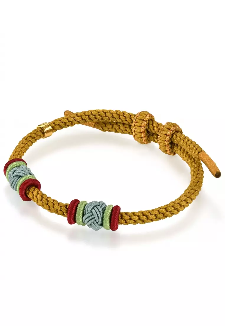 Hand-woven Knotted Charm Bracelet for Women Amber JFB0051
