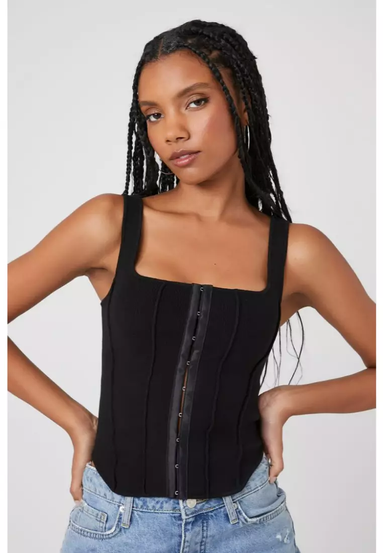 Buy FOREVER 21 Sweater-Knit Hook-and-Eye Tank Top 2024 Online