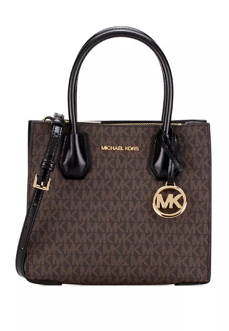 Mercer Medium Messenger Signature Crossbody Bag - Dark Brown/Black