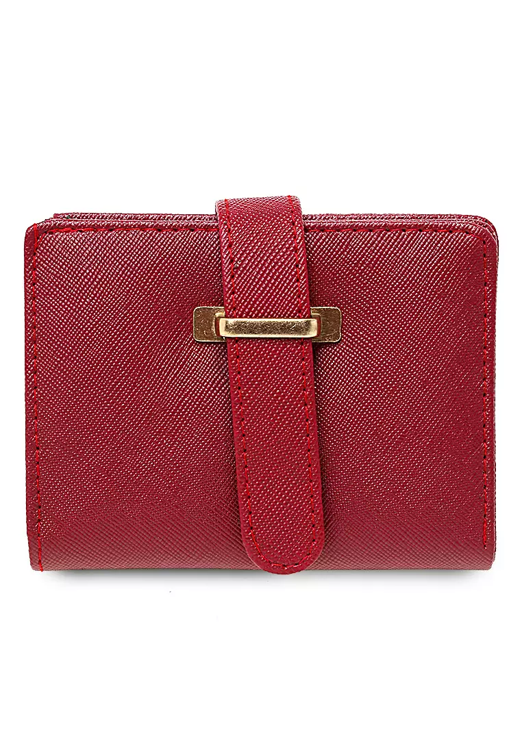 Jareth Dompet Wanita Motif Polos Simple Pengait Slot - Red