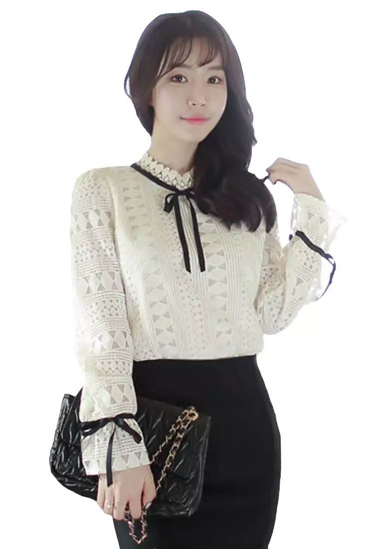 Buy A-IN GIRLS Elegant Lace Collar Shirt 2025 Online ZALORA