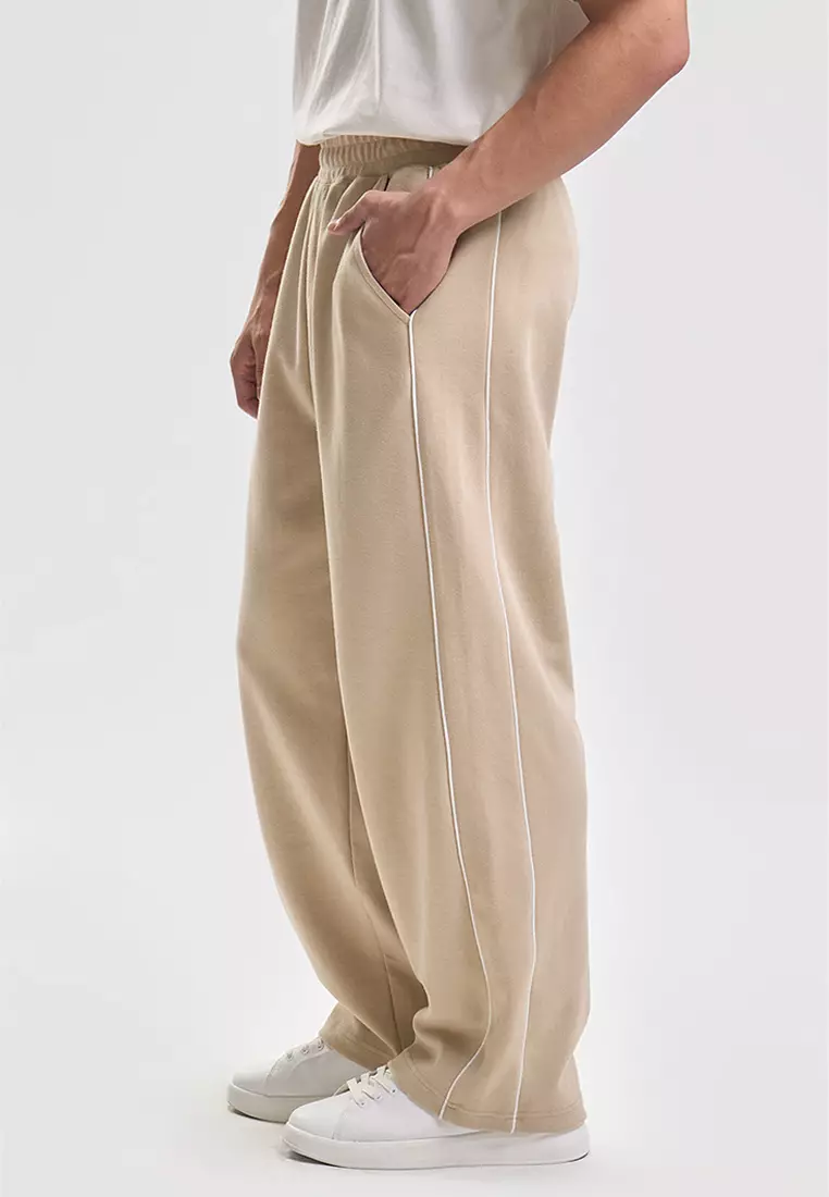 Baggy Fit Sweat Pants with Side Piping