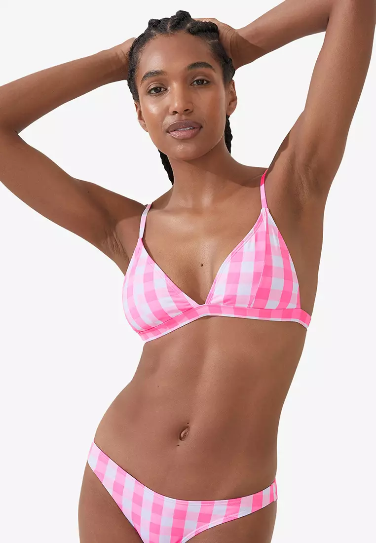 Buy Cotton On Body Fixed Triangle Bikini Top in Pink Check 2024