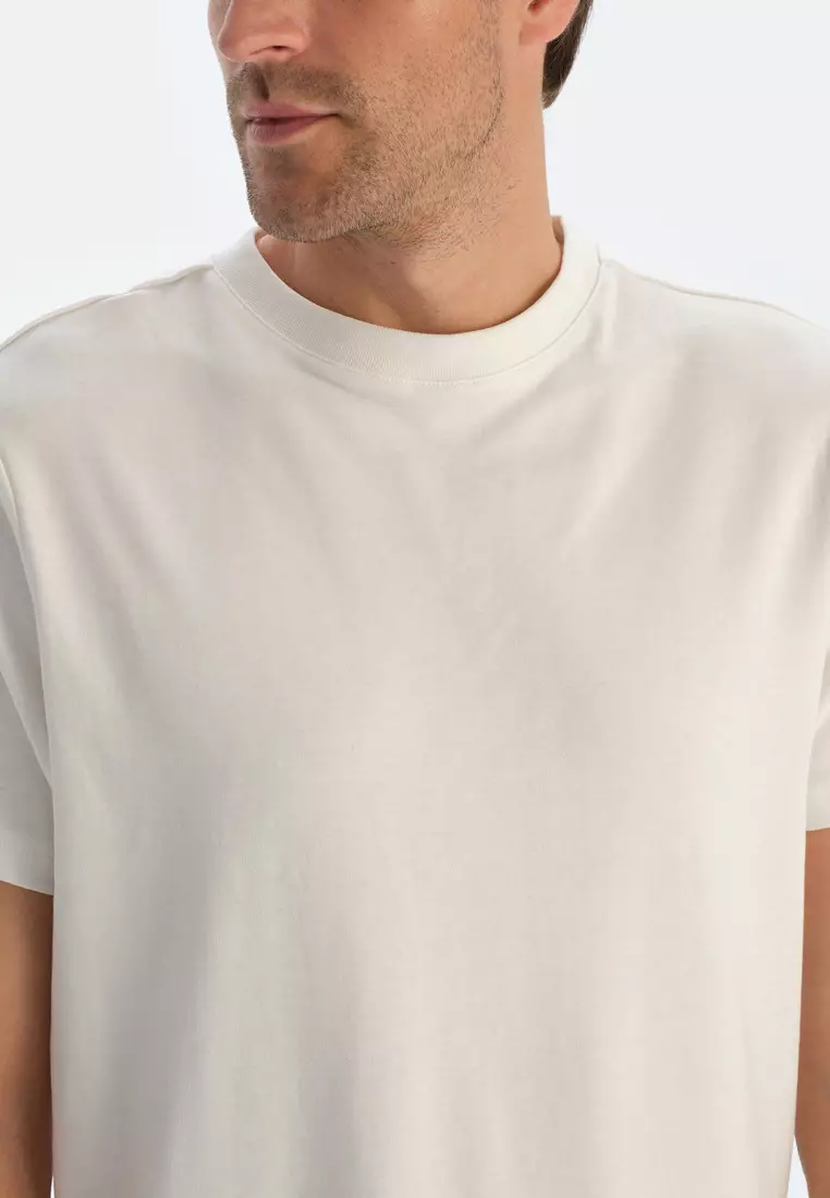 White T-Shirt, Crew Neck, Regular Fit, Short Sleeve Loungewear for Men
