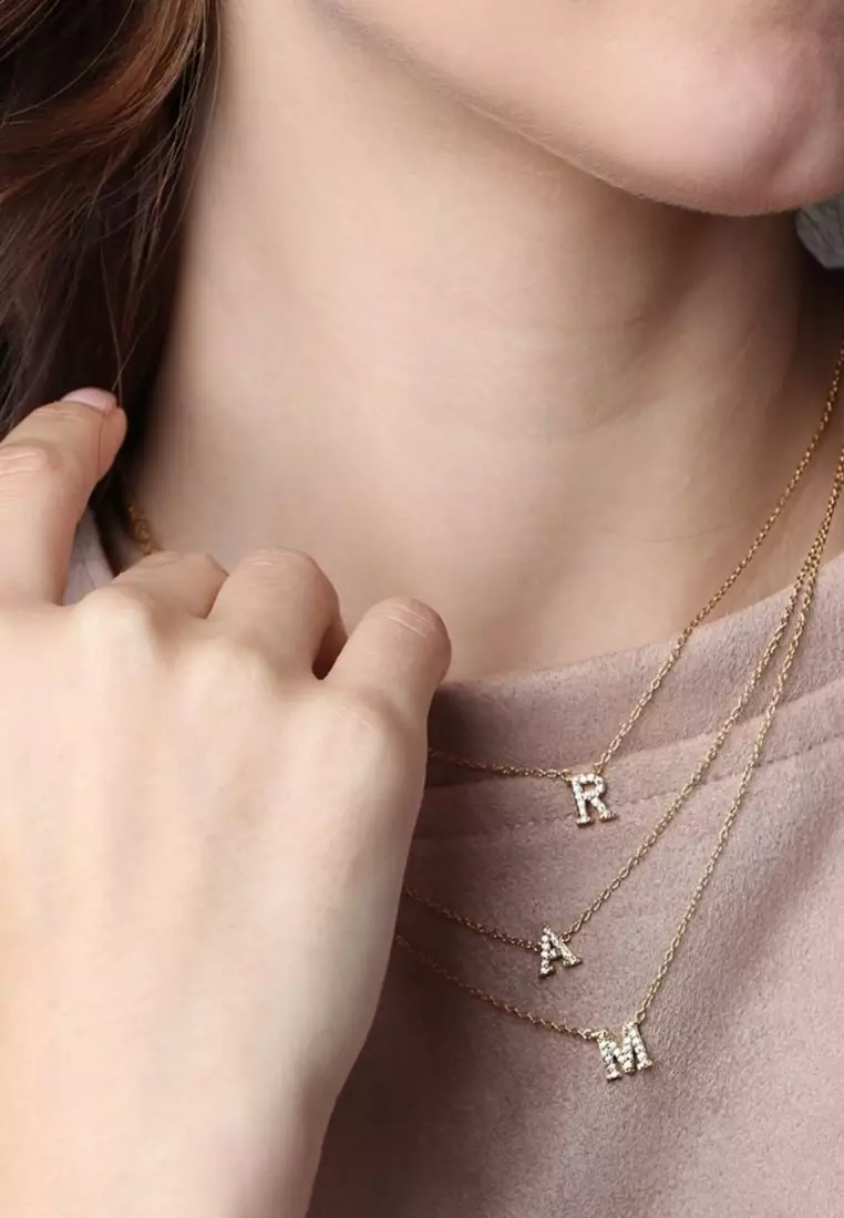  Letter Necklace 14k Gold - H
