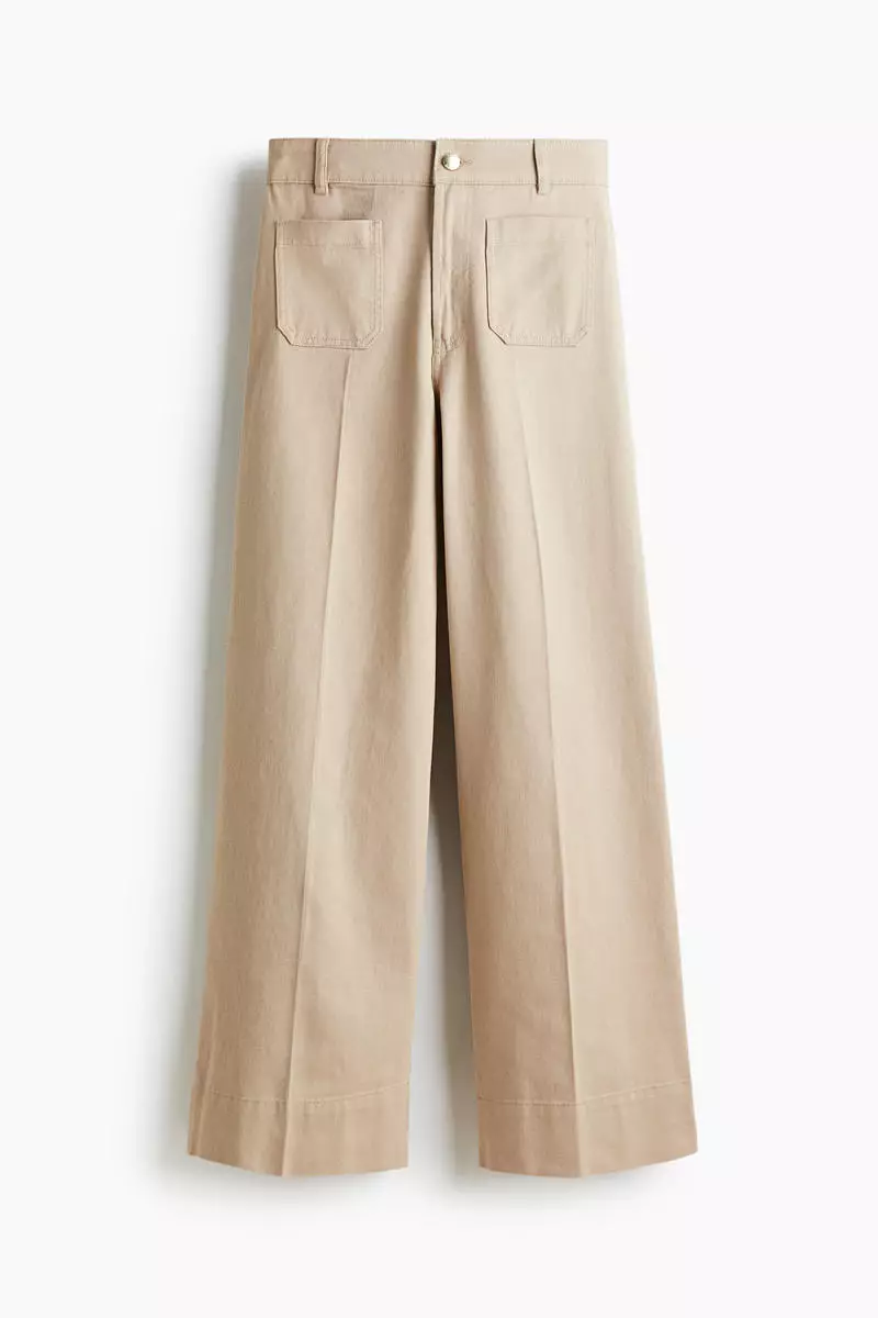 Wide twill trousers