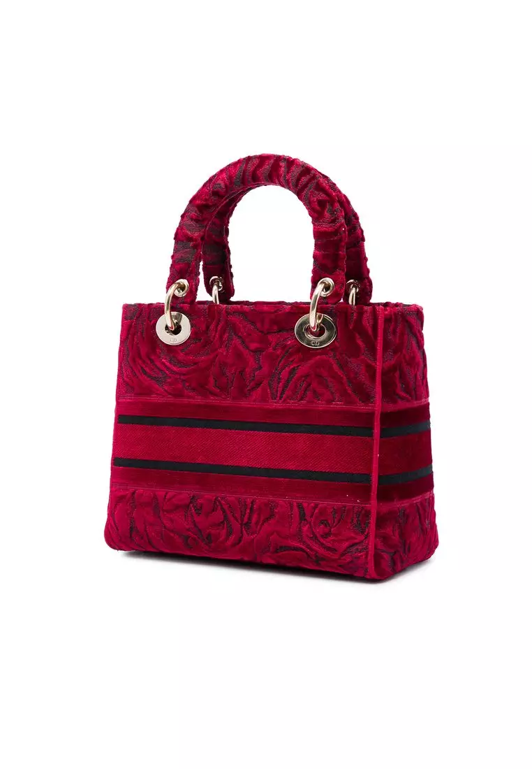 Pre-Loved Dior Medium Embroidered Velvet Roses Lady D Lite