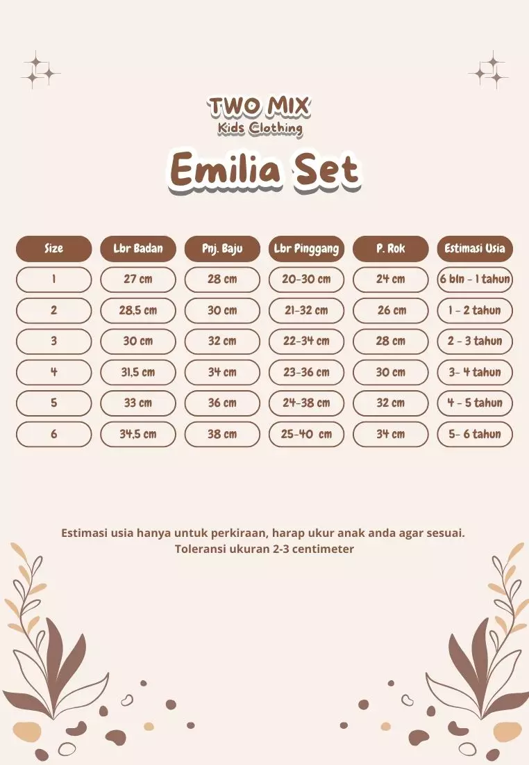 Two Mix - Emilia Setelan Baju Rok Anak Perempuan Gemas + Tas Lucu 1-6 Tahun 4412 Latte