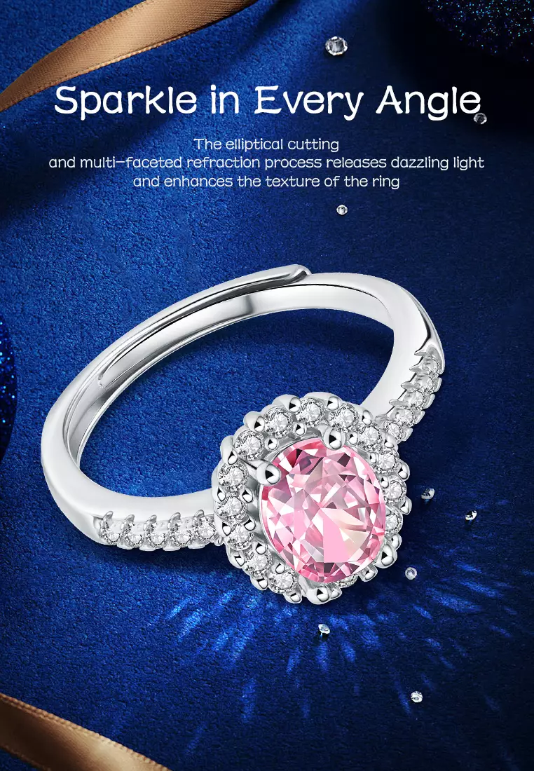 Cincin Wantia Berlian Tunangan Perhiasan Original Platinum Coated Cincin Cewek Pink