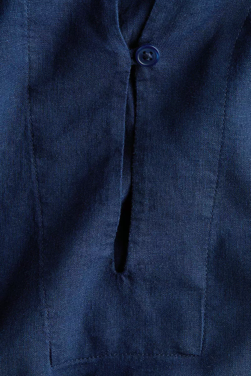 Linen-blend popover shirt