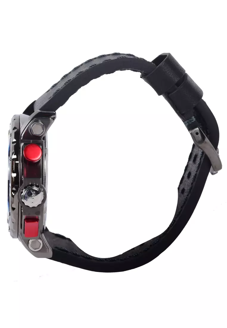 Alexandre Christie Collection - Jam Tangan Pria - Black Red - Leather Strap - 9205 MCLIGRE
