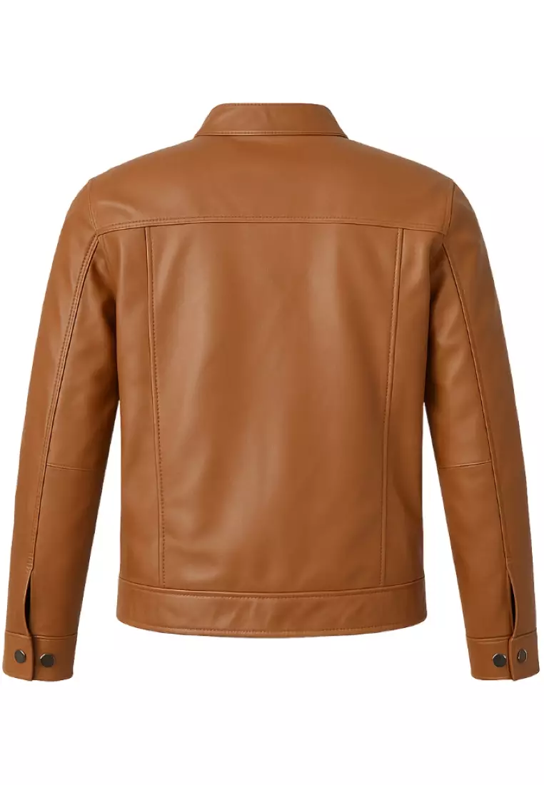 Real Leather Jacket Brown- Lamb skin Jacket- Jacket for Men- Oxhide RI56 BRN