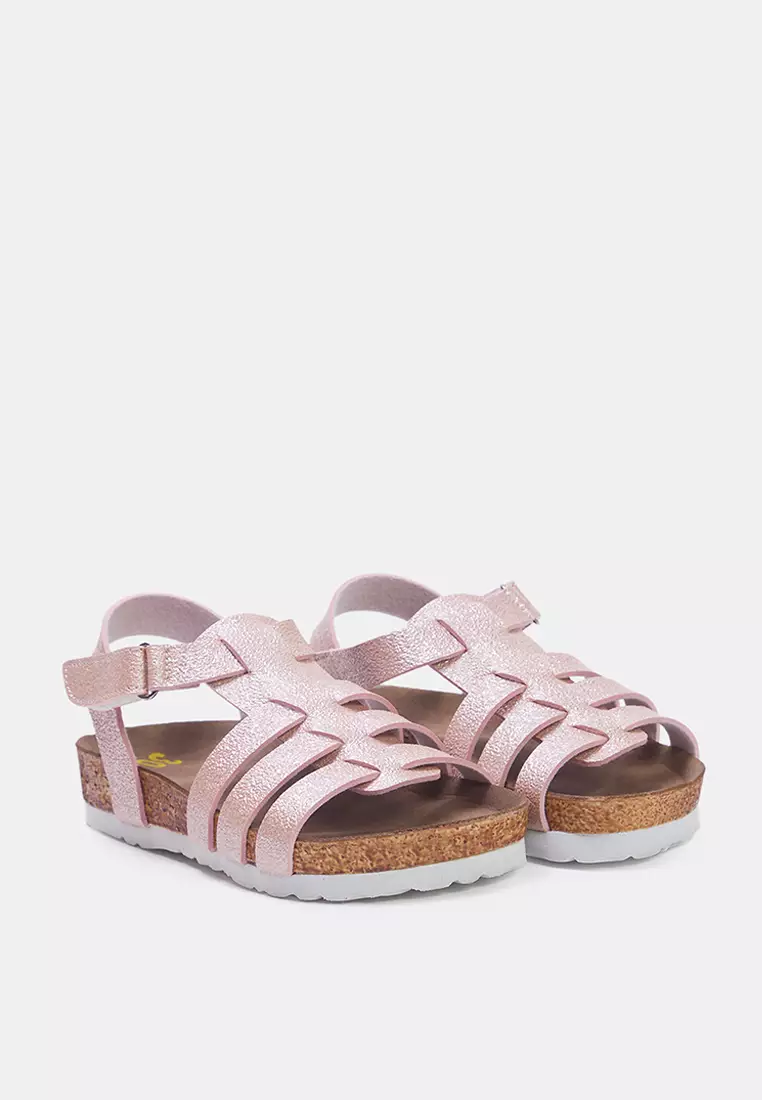 Pink Shiny Strappy Sandal Takss25Sd00012
