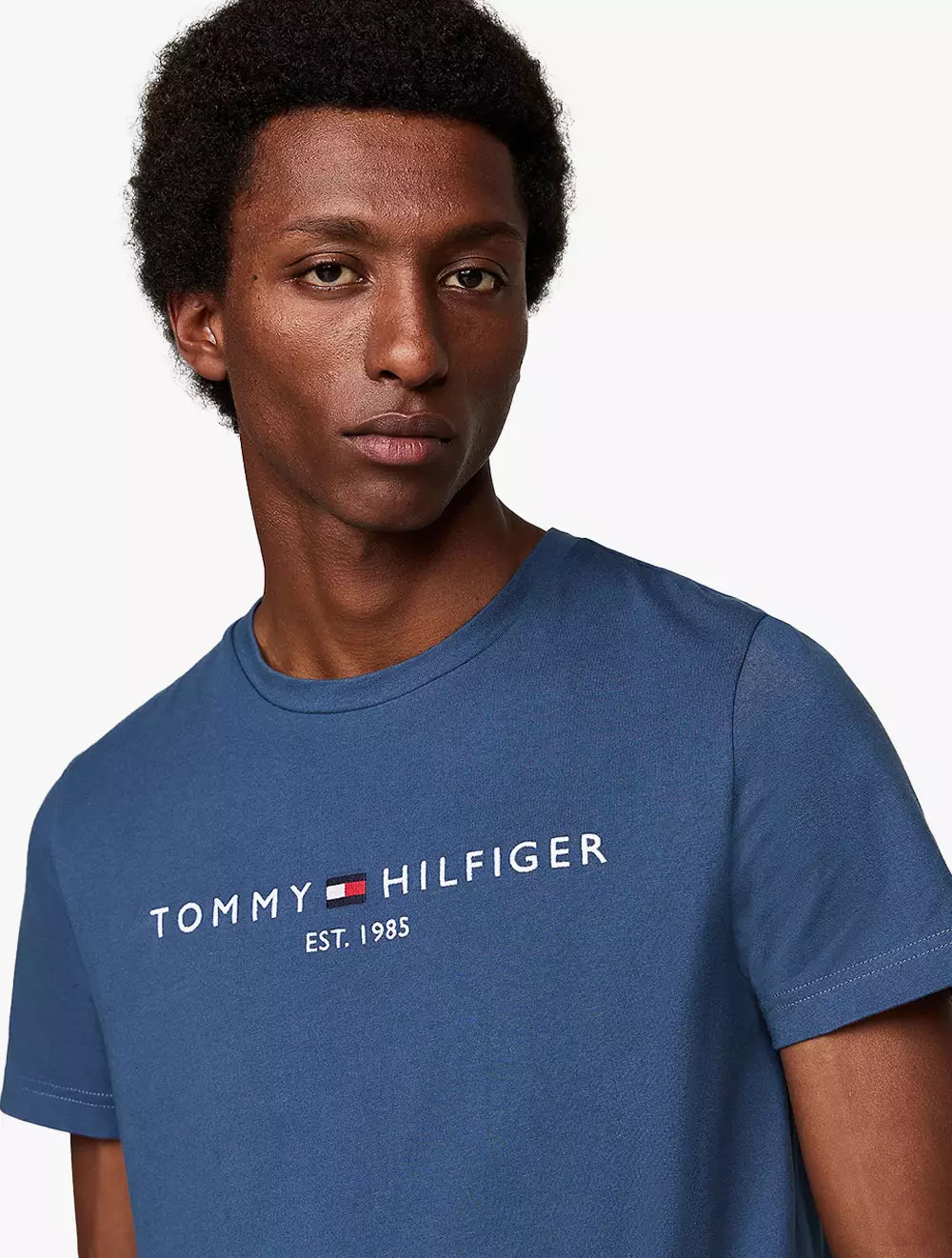 TOMMY HILFIGER - LOGO EMBROIDERY SLIM FIT T-SHIRT - Blue - Blue