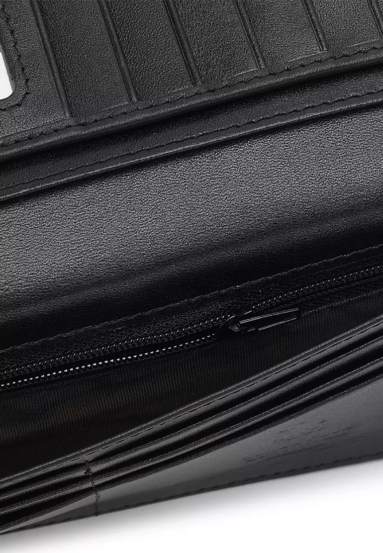 Men's Genuine Leather RFID Blocking Fortune Long Wallet (Genuine 皮具錢包) - 黑色