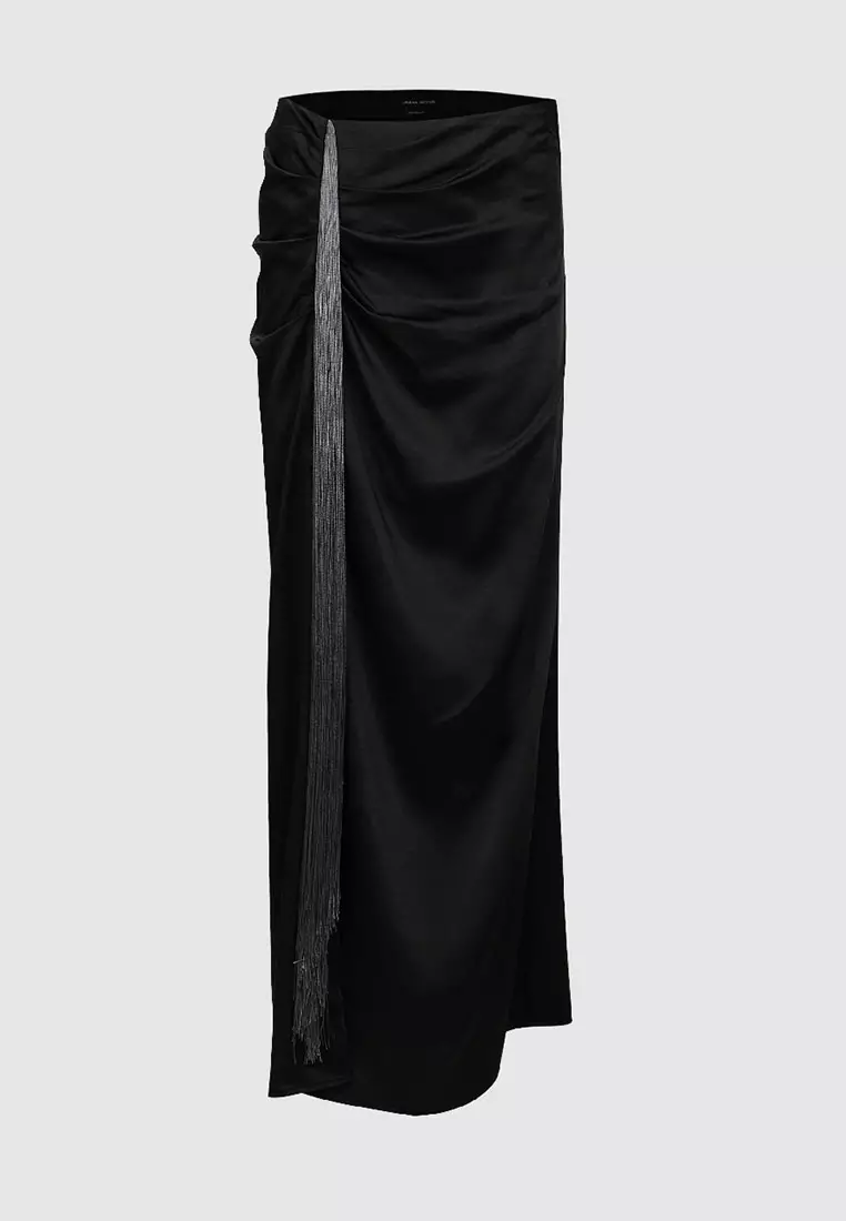 UR秋季新款女装时髦气质设计感褶皱流苏半裙UWG540085