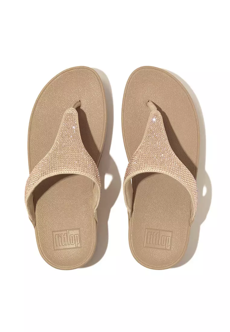 LULU Women's Crystal Embellished Toe-Post Sandals - Latte Beige (EC5-A94)