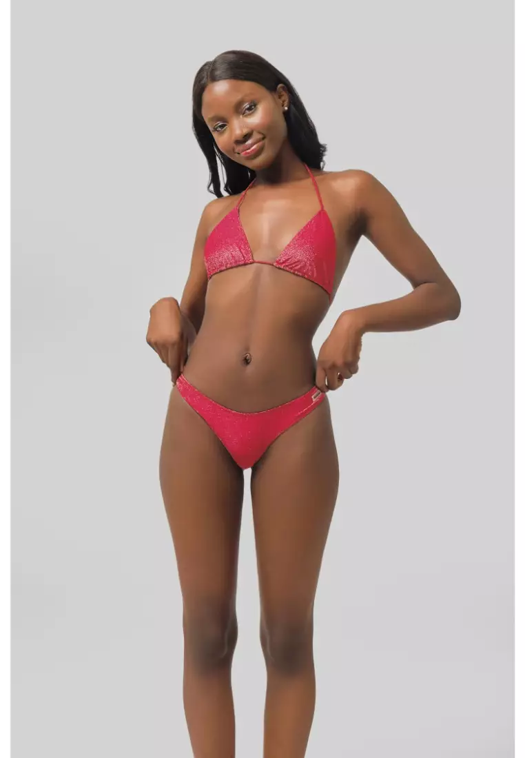 Martini High Rise Cheeky Bikini Bottoms / Ruby Shimmer