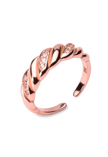 Millenne silver MILLENNE Millennia 2000 Croissant Studded Cubic Zirconia Rose Gold Ring with 925 Sterling Silver 67E5BAC3BDF589GS_1
