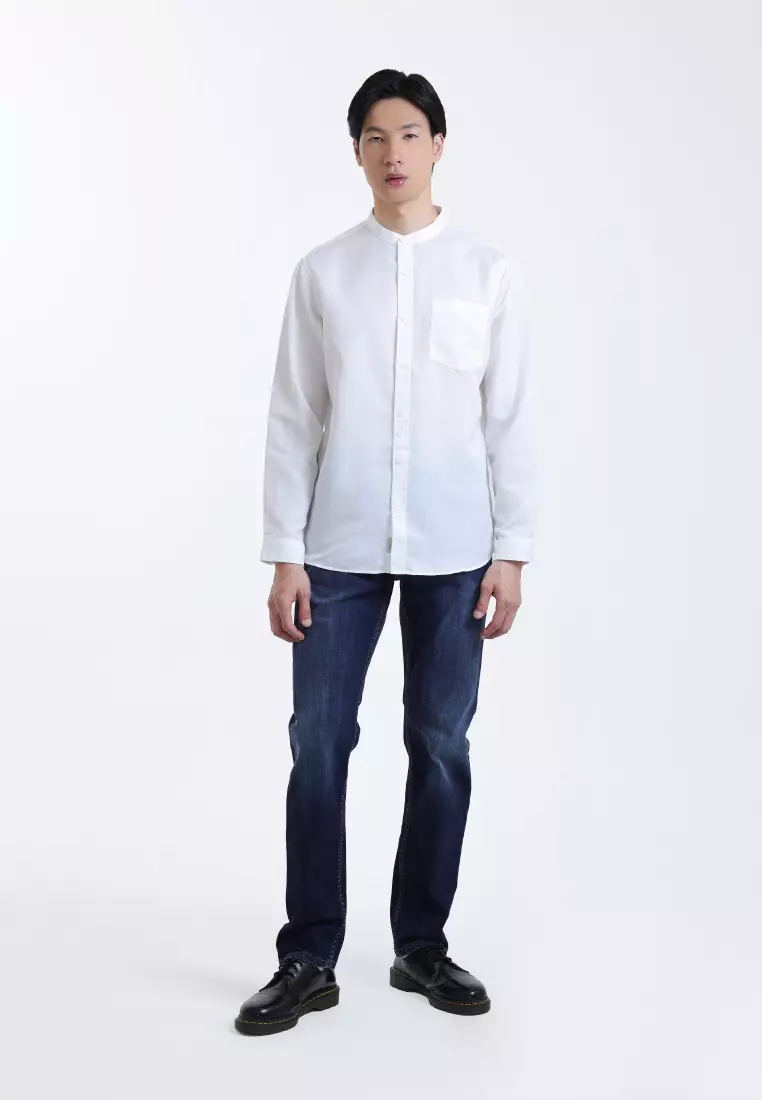 Used 1968 - Elano 045 Kemeja Koko Pria Lengan Panjang Regular Warna Off White