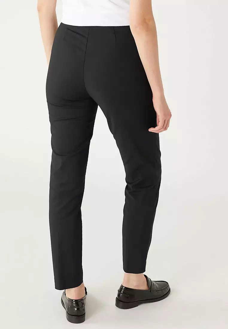 Cotton Blend Slim Fit Ankle Grazer Trousers