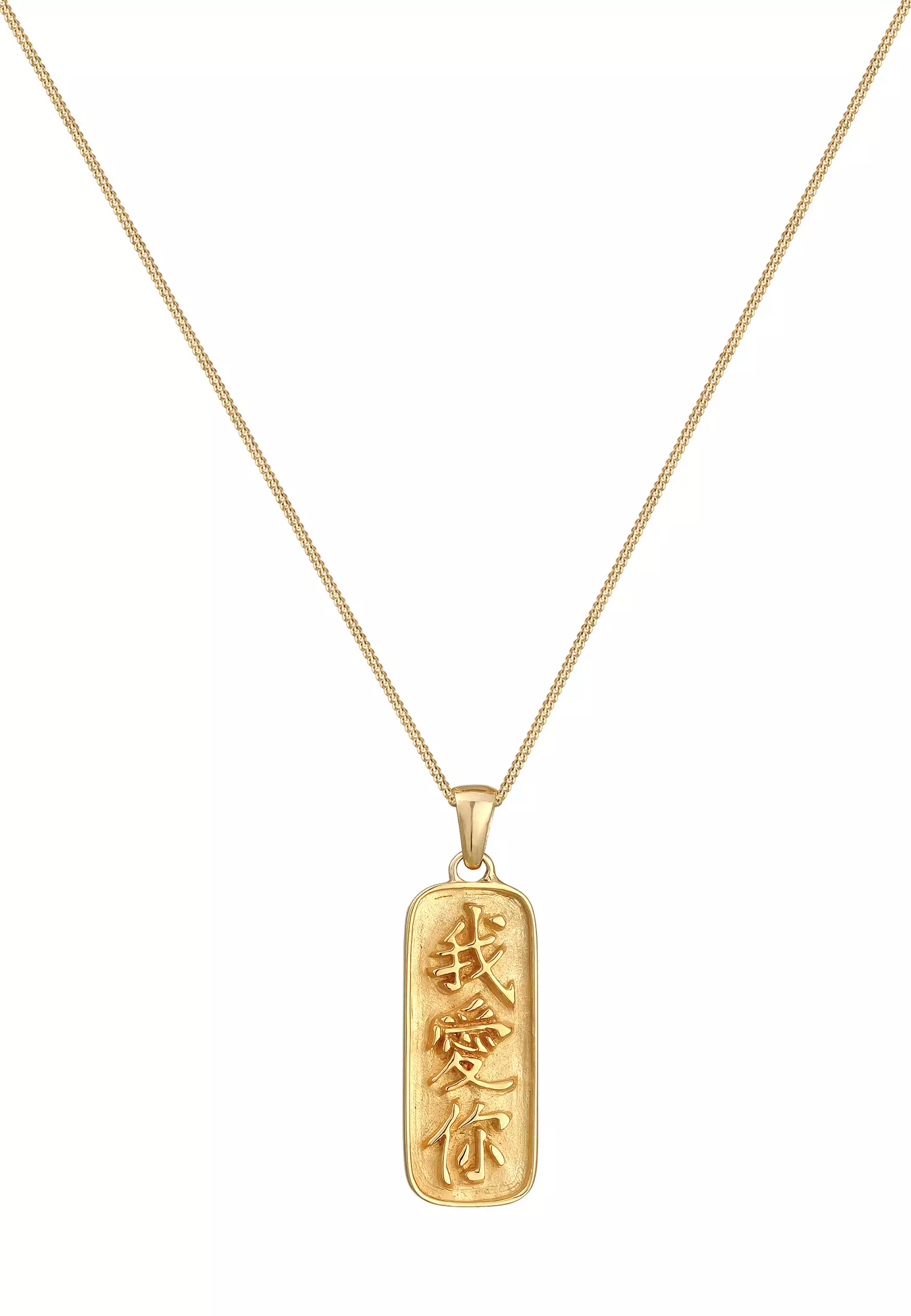 Necklace Platelet Chinese Letters Love Gold Plated