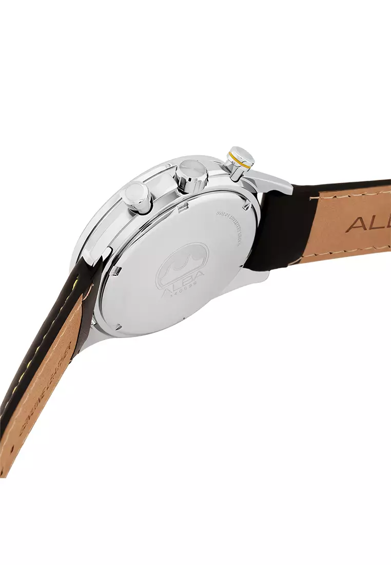 Alba - Jam Tangan Pria - AT3J33X1 Midnight Black Dial with Leather Straps Chronograph