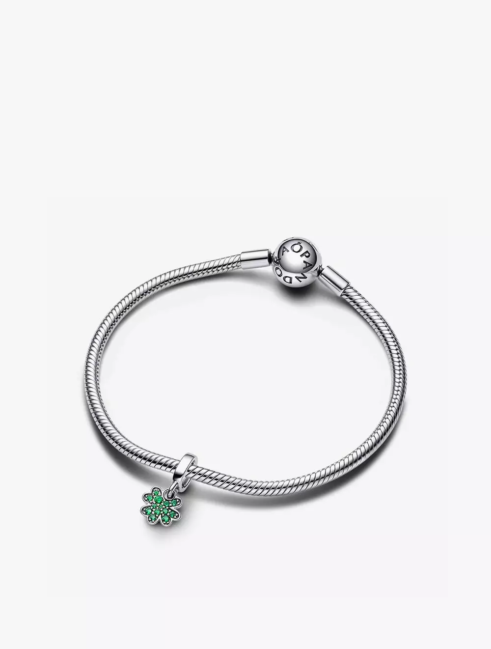 Clover sterling silver dangle with royal green crystal