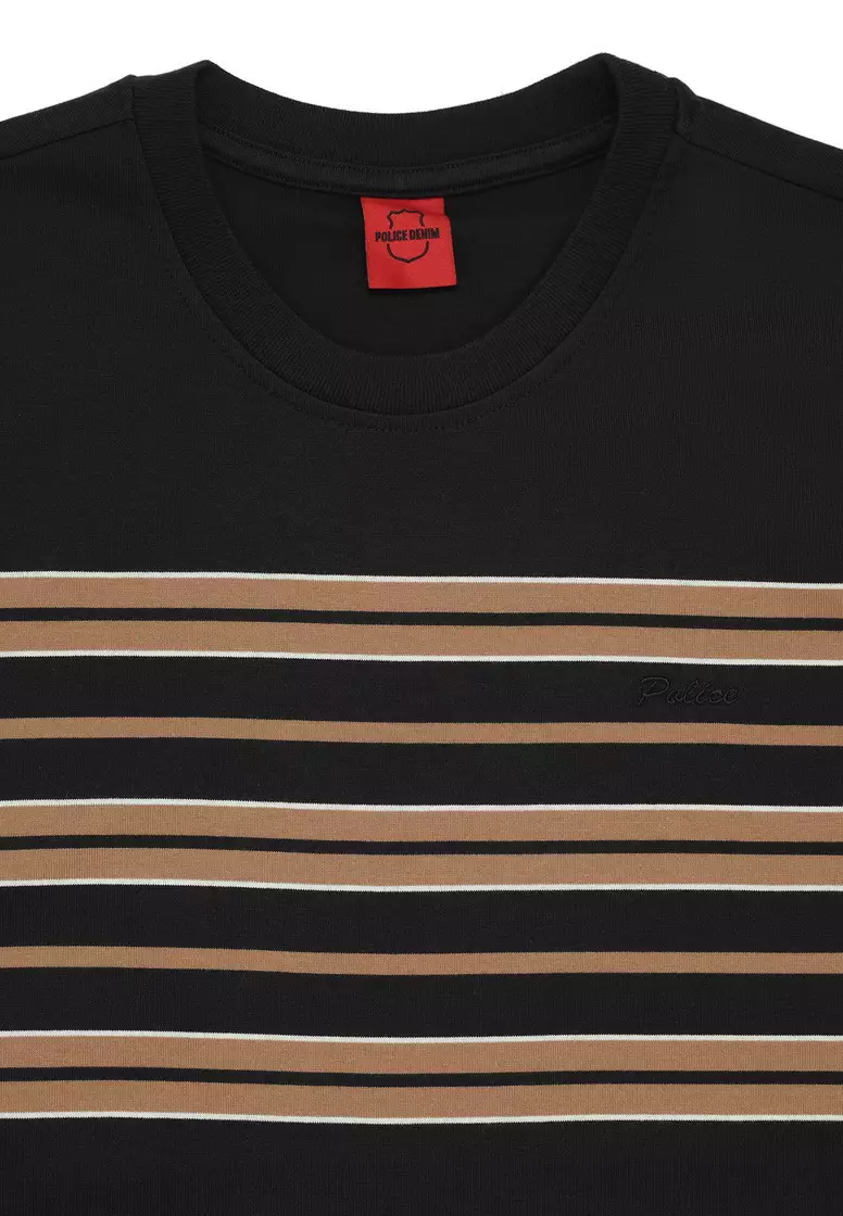 POLICE T-Shirt Salur Bordir Cotton Premium Tebal Pria 53018