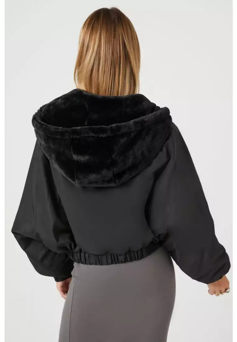 Fuzzy jacket with hood forever 21 outlet