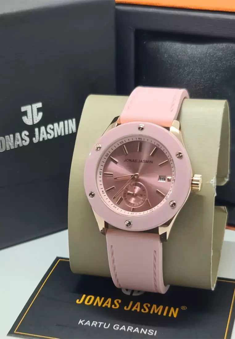 Jonas Jasmin - Jam Tangan Analog Wanita - Rosegold - Pink Rubber Strap - JJ-2223L