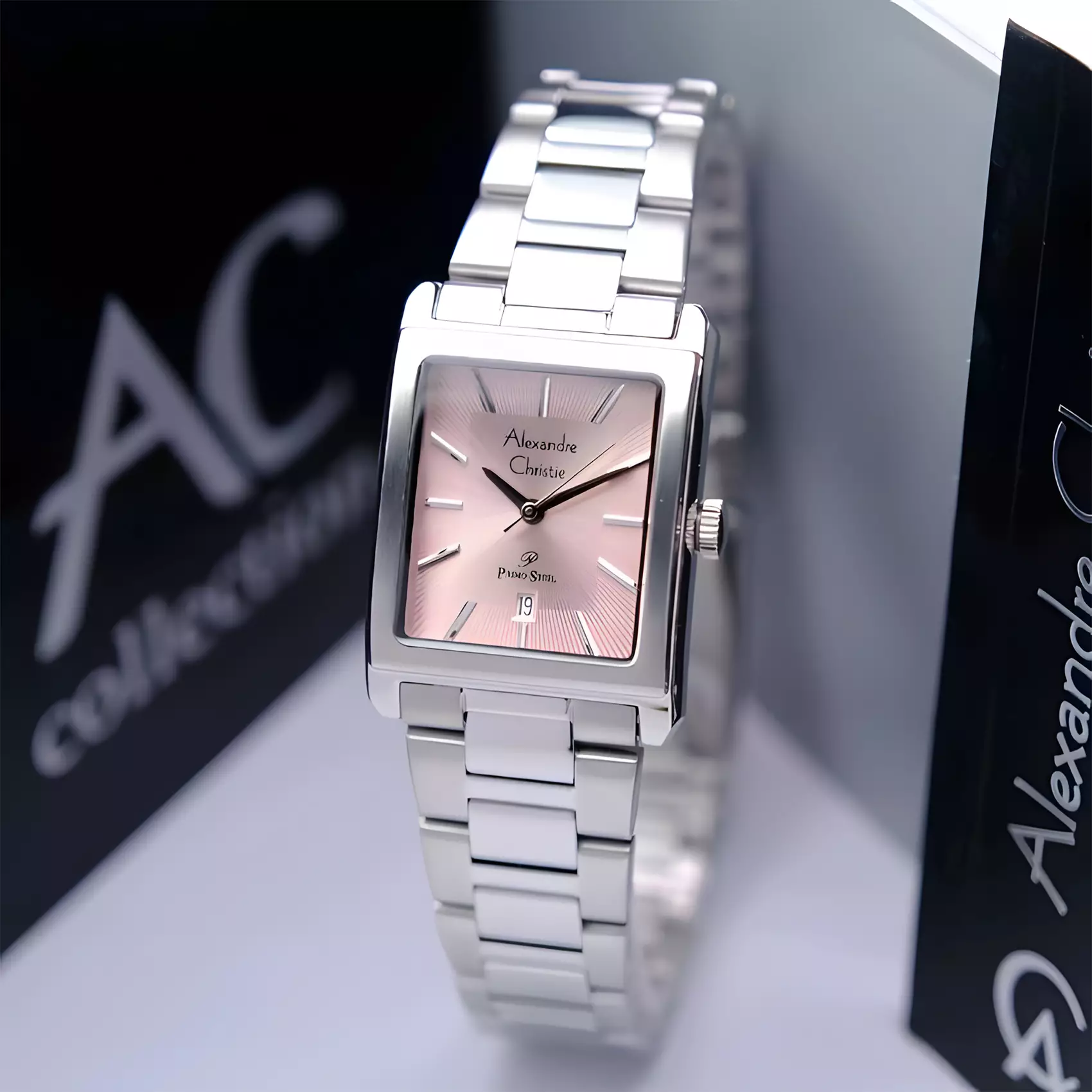 Alexandre Christie Primo Steel - Jam Tangan Analog Wanita - Pink Dial - All Silver Stainless Steel - 1039 LDBSSPN