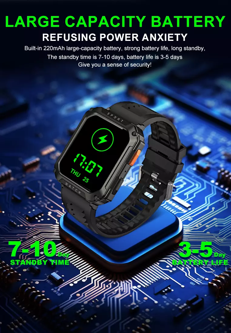 SmartWatch T8 Pro Layar Terang 2.01'' 320*385 TFT Anti Air IP67 Mode Multi-Olahraga Khaki