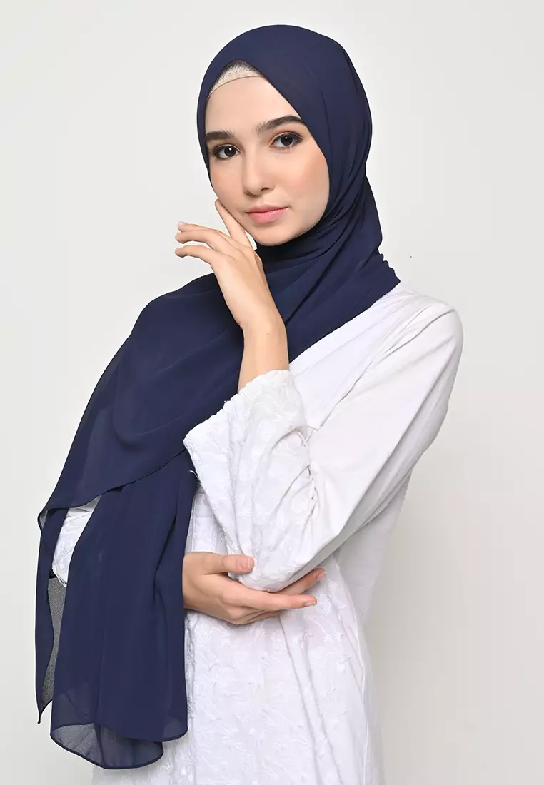 Pasmina  Cerutti Baby Doll Jahit Tepi Navy