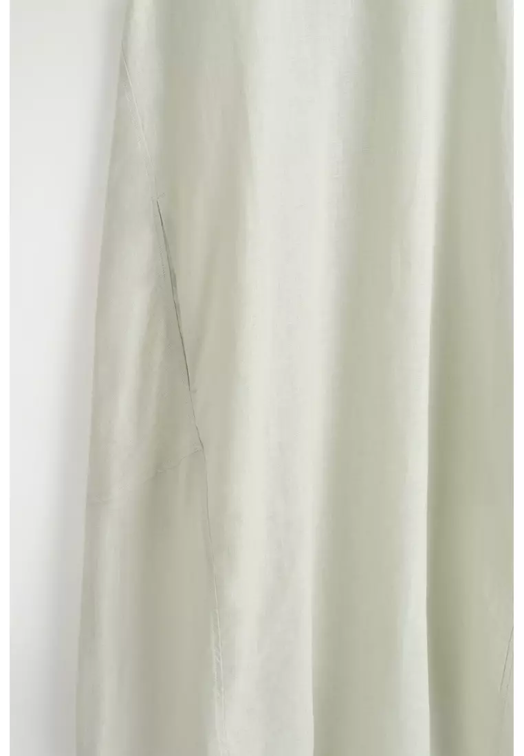 ELASTICATED-HEM LINEN MAXI DRESS